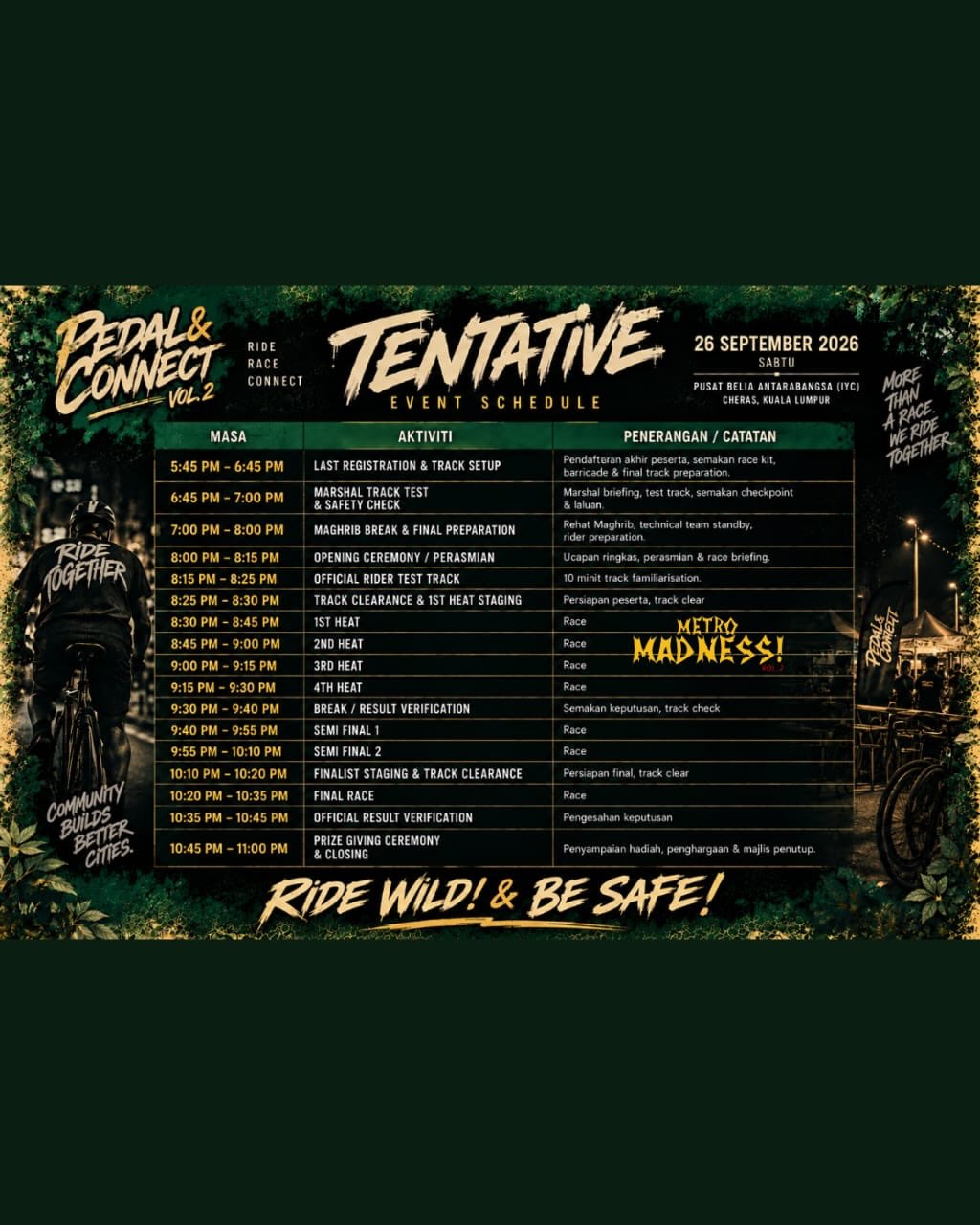 Poster tentatif rasmi Pedal & Connect Vol. 2 dan Metro Madness! Vol. 2